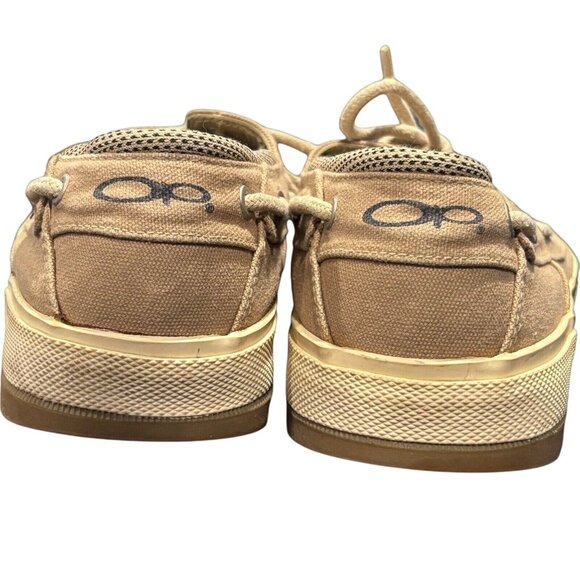Op Spinnaker Mens Khaki Boat Shoes Size 11.5 Canvas Casual Footwear - Picture 5 of 7